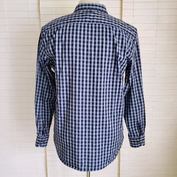Bugatchi Blue and Black Checkered Casual Button Down Shirt - Picture 3 of 14